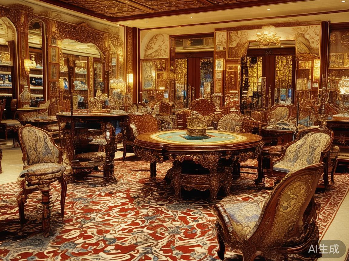 澳门至尊皇家赌场内奢华装修与精彩艺术品展示的华丽盛宴